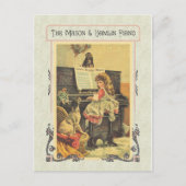 Meisje speelt piano voor hond briefkaart (Voorkant)