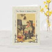 Meisje speelt piano voor hond kaart (Gele Bloem)