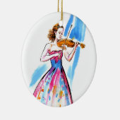 Meisje speelt viool keramisch ornament (Rechts)