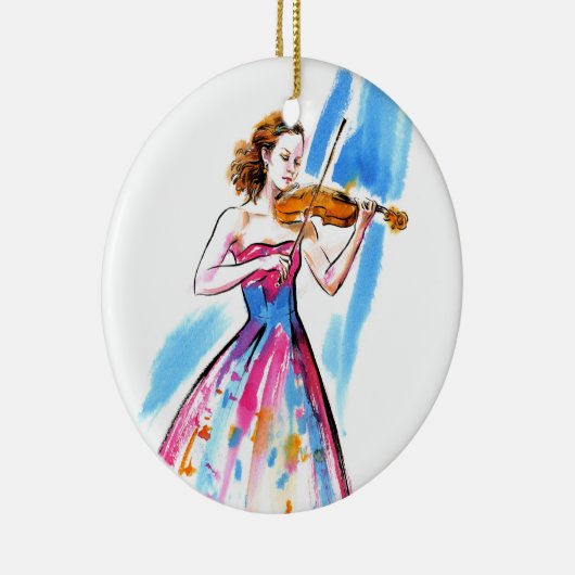 Meisje speelt viool keramisch ornament (Rechts)