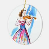 Meisje speelt viool keramisch ornament (Links)