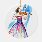 Meisje speelt viool keramisch ornament (Achterkant)