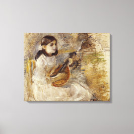 Meisje spelen de mandoline (door Berthe Morisot) Canvas Afdruk