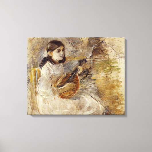Meisje spelen de mandoline (door Berthe Morisot) Canvas Afdruk (Voorkant)
