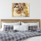 Meisje spelen de mandoline (door Berthe Morisot) Canvas Afdruk (Insitu (Slaapkamer))