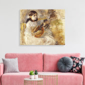 Meisje spelen de mandoline (door Berthe Morisot) Canvas Afdruk (Insitu (Woonkamer))