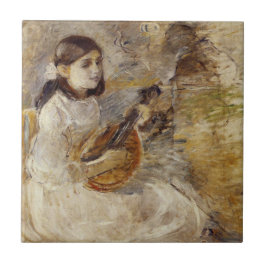Meisje spelen de mandoline (door Berthe Morisot) Tegeltje