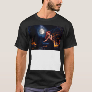 Meisje spelen viool in het nachtpark t-shirt