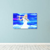 Meisje-spelflute Canvas Afdruk (Insitu (Houten vloer))