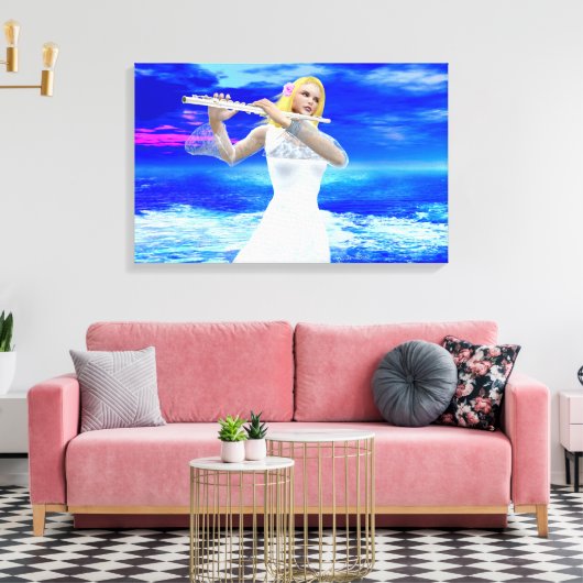 Meisje-spelflute Canvas Afdruk (Insitu (Woonkamer))