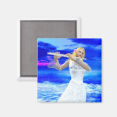 Meisje-spelflute Magneet (Voorkant / Achterkant)