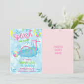 Meisje splash pad waterpark verjaardagsuitnodiging kaart (Staand voorkant)