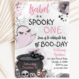 Meisje Spooky Eén Halloween Verjaardag Kaart