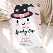 Meisje Spooky One Hallowen Ghost Pink 1st Birthday Kaart