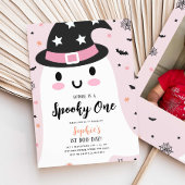 Meisje Spooky One Hallowen Ghost Pink 1st Birthday Kaart