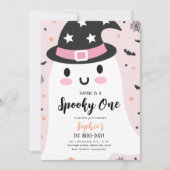 Meisje Spooky One Hallowen Ghost Pink 1st Birthday Kaart (Voorkant)