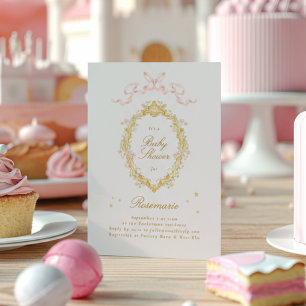 Meisje Sprookjes Prinses Boog Roze Baby Shower Kaart