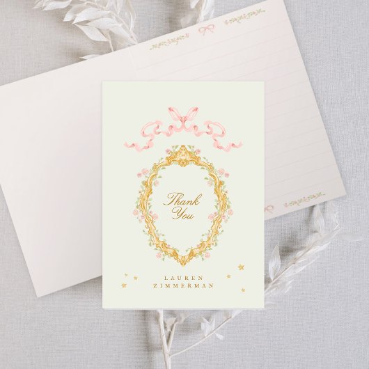 Meisje Sprookjesprinses Sterren Boog Roze Baby sho Bedankkaart