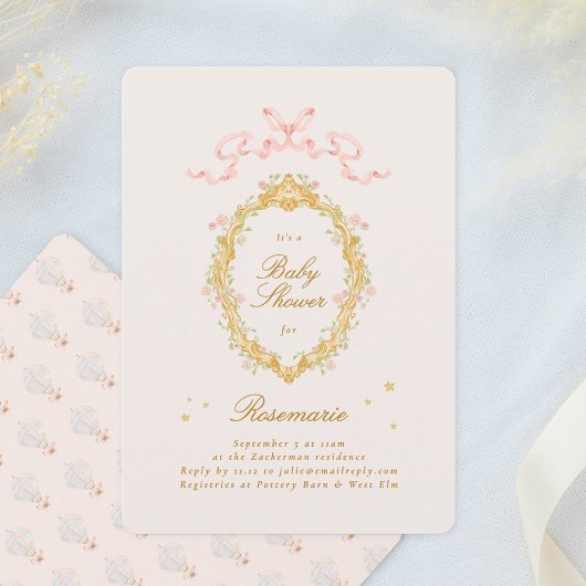 Meisje Sprookjesprinses Sterren Boog Roze Baby sho Kaart