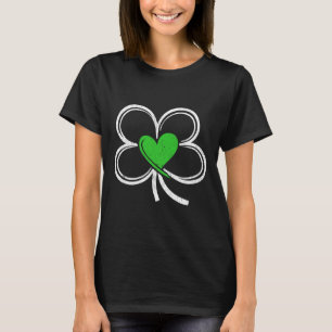 Meisje St Patrick's Day Liefde met hart en shamroc T-shirt