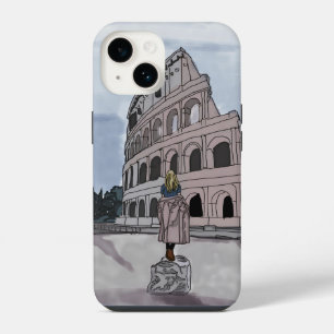 Meisje staand voor het Colosseum. iPhone 14 Hoesje