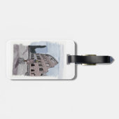 Meisje staat voor het Colosseum. Bagagelabel (Achterkant horizontaal)