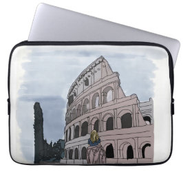 Meisje staat voor het Colosseum. Laptop Sleeve
