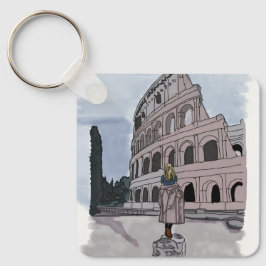 Meisje staat voor het Colosseum. Sleutelhanger