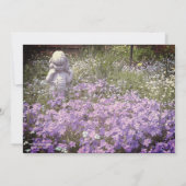 Meisje standbeeld met blauw violette phlox vergete kaart (Achterkant)