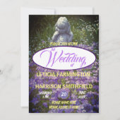 Meisje standbeeld met blauw violette phlox vergete kaart (Voorkant)