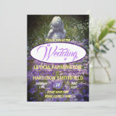 Meisje standbeeld met blauw violette phlox vergete kaart (Staand voorkant)