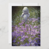 Meisje standbeeld met blauw violette phlox vergete kaart (Achterkant)