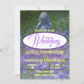 Meisje standbeeld met blauw violette phlox vergete kaart (Voorkant)