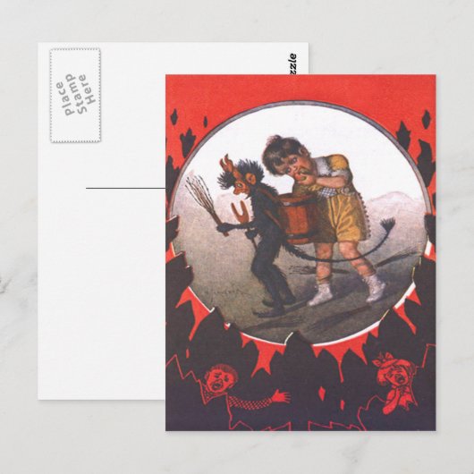 Meisje steelt appel van Krampus Briefkaart (Voorkant / Achterkant)