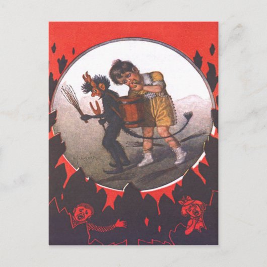 Meisje steelt appel van Krampus Briefkaart (Voorkant)