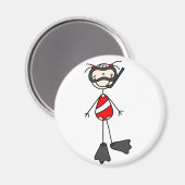Meisje Stick Figuur Snorkelende Magneet (Voorkant / Achterkant)