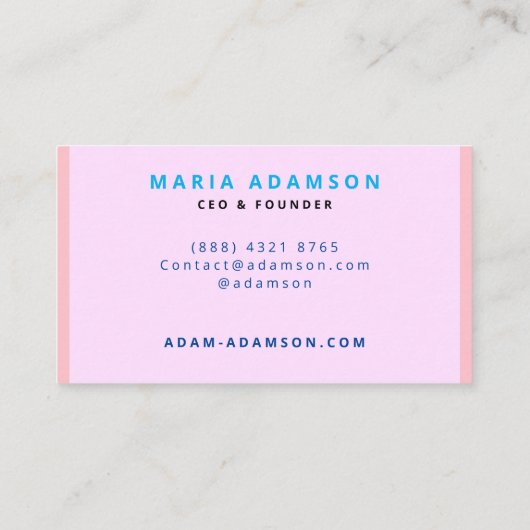 Meisje Stijlvol Roze Oprichter CEO President Visitekaartje (Achterkant)
