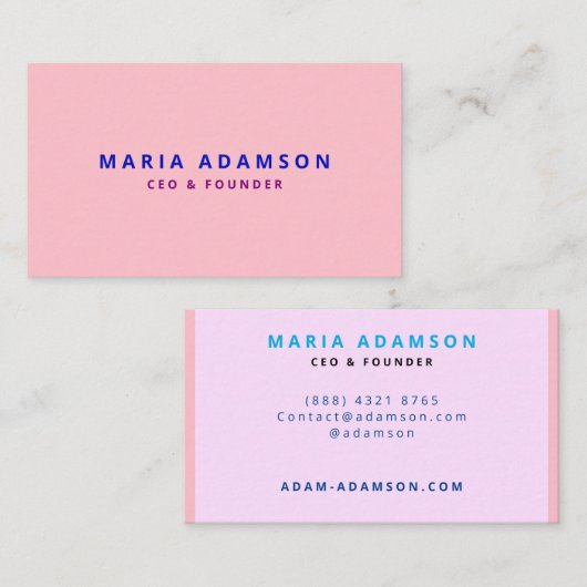 Meisje Stijlvol Roze Oprichter CEO President Visitekaartje (Voorkant / Achterkant)