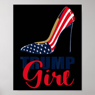 Meisje Stilettos Hoge Heel Amerikaanse vlag Trump Poster