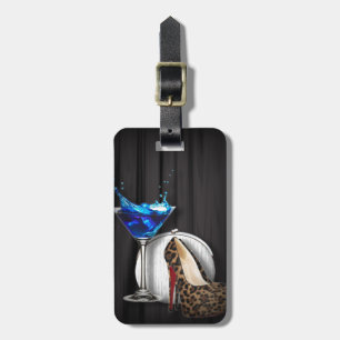 meisje stilletos , martini cocktailparty bagagelabel