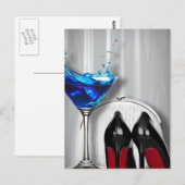 meisje stilletos , martini cocktailparty briefkaart (Voorkant / Achterkant)
