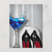 meisje stilletos , martini cocktailparty briefkaart (Voorkant)