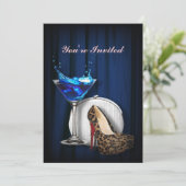 meisje stilletos , martini cocktailparty kaart (Staand voorkant)