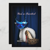 meisje stilletos , martini cocktailparty kaart (Voorkant / Achterkant)