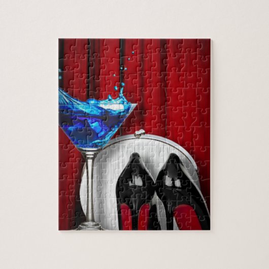 meisje stilletos , martini cocktailparty legpuzzel (Verticaal)