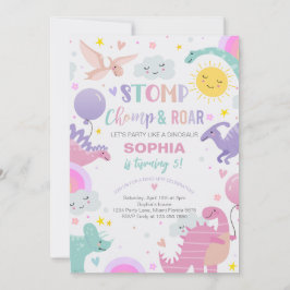 Meisje Stomp Chomp & Roar Dinosaurus Verjaardag Kaart