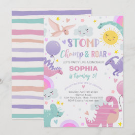 Meisje Stomp Chomp & Roar Dinosaurus Verjaardag Kaart