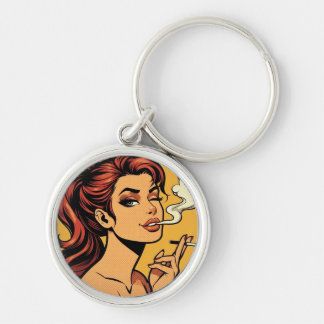 Meisje Stoner | Stripboek pop art | Rokers verlief Sleutelhanger