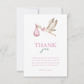 Meisje Stork Het duurt een Dorp Winter Baby shower Bedankkaart (Voorkant)