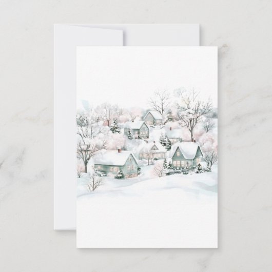 Meisje Stork Het duurt een Dorp Winter Baby shower Bedankkaart (Achterkant)